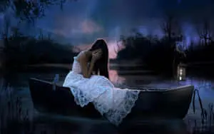 Sad Girl Alone On Boat Picture