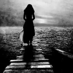 Wooden Bridge  Black White Night Girl Alone Picture