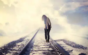 Girl Alone Train Tracks