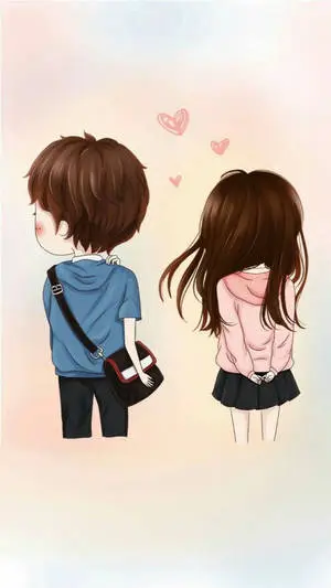 Girl And A Cute Boy Cartoon