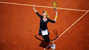 Girl In Black Playing Squash