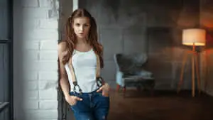 Girl In Jeans Dungarees Pictures