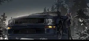 Girl Leaning On A Mustang Car Anime
