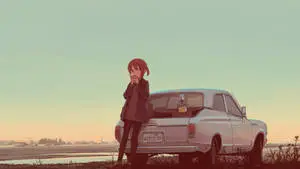 Girl Sipping Tea Car Anime