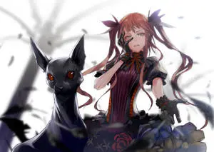 Gothic Anime Girl Sharing an Intimate Moment With Her Cat