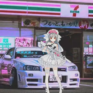 GT R Anime Girl Holding A Rifle JDM Anime