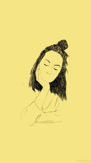 Half-Bun Girl Aesthetic Sketch Art