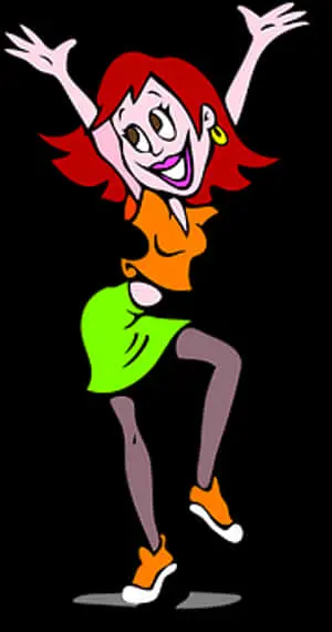 Happy Cartoon Girl Dancing