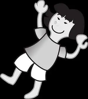 Happy Cartoon Girl Waving