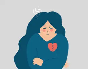 a woman with a broken heart