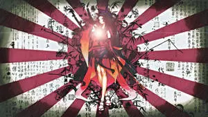 Japan Flag With Samurai Girl