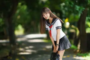 Japanese School Girl Bowing