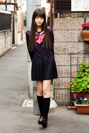 Japanese School Girl In Alley
