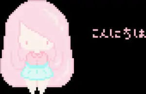 Kawaii Pixel Girl Pink Hair