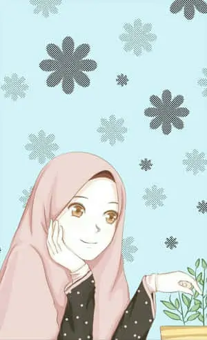 Korean Anime Girl Wearing Pink Hijab