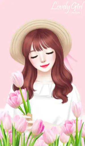 Lovely Girl Holding Pink Tulips