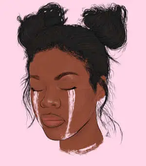 a black woman with tears on her face