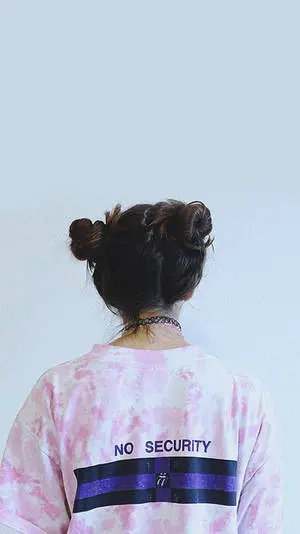 Messy Double Hair Bun Girl Aesthetic