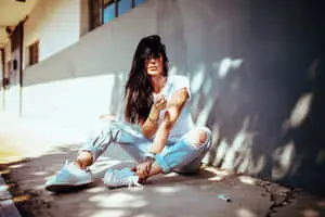 Candid Portrait of a Girl Smoking