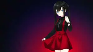 Mysterious Anime Girlin Redand Black