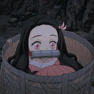 Nezuko Aesthetic Sitting Inside Wooden Container