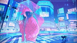 Pink And Blue Tokyo Japan Girl