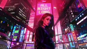 Pink Neon Aesthetic Tokyo Japan Girl