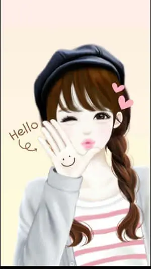 Cute Anime Pretty Girl Saying Hello Picture