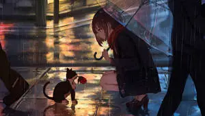 Red Rose And Cat Computer