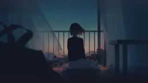 Sad Aesthetic Anime Girl Facing Backwards