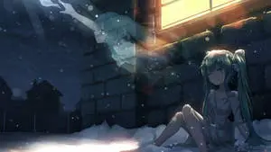 Sad Anime 4k Girl Freezing In The Snow