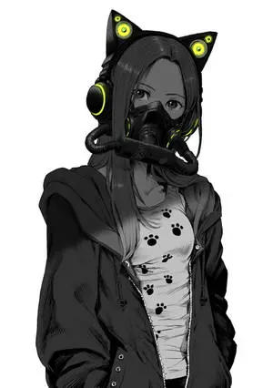 Sad Anime Girl Black And White With Mask