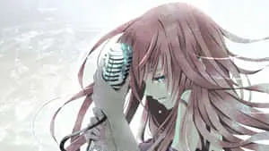 Sad Crying Anime Girl Holding A Microphone