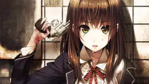 Sad Anime Girl Holding a Teddy Bear