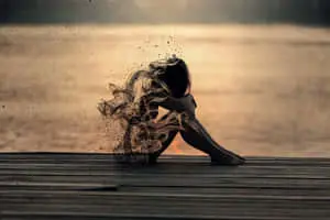 Fading Sad Woman In A Dock Picture