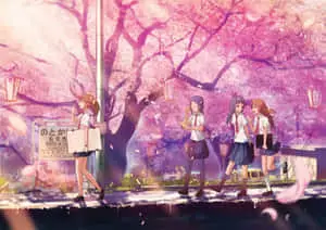 Sakura Anime School Girls Digital Illustration