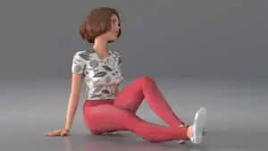 3D Girl Sitting Pose Picture
