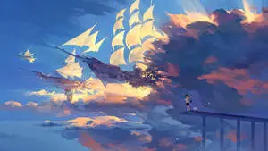 Skyship Aesthetic Anime Art Desktop