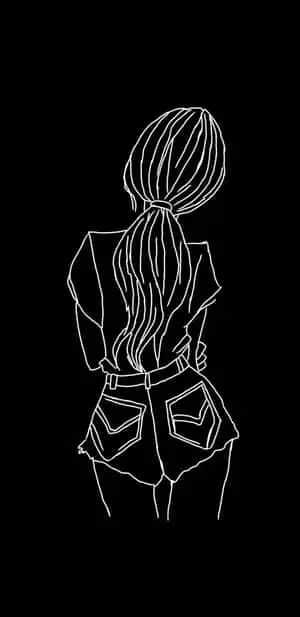 Stylish Line Art Girl Backi Phone Wallpaper