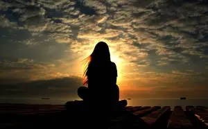 Sunset Girl Alone