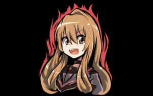 Animated Anime Girl Taiga Aisaka With Fire