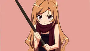 Pink Taiga Aisaka With Red Scarf