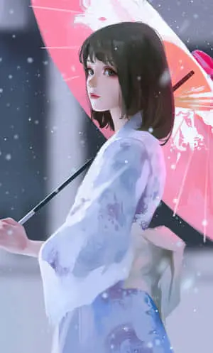 Anime Teen Girl In Kimono Picture