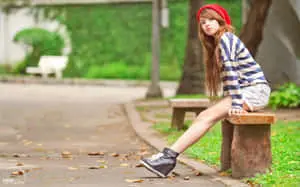Teen Girl Sitting On Bench Picture