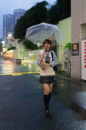 Tokyo Japan Girl Walking With Umbrella