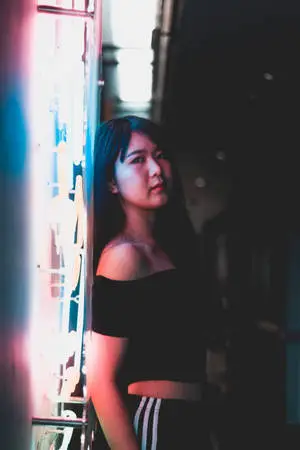 Tokyo Japan Girl With Neon Sign
