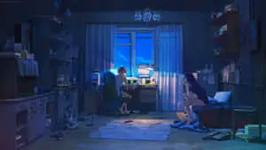 Two Girls Chilling Togther Lofi Anime