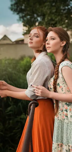Two Red Hair Village Girl Pictures