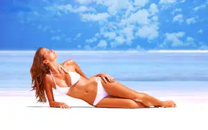 White Beach Bikini And Blue Sky