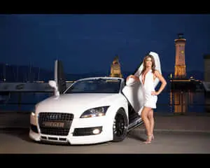 White Girl Sporting A Car 
